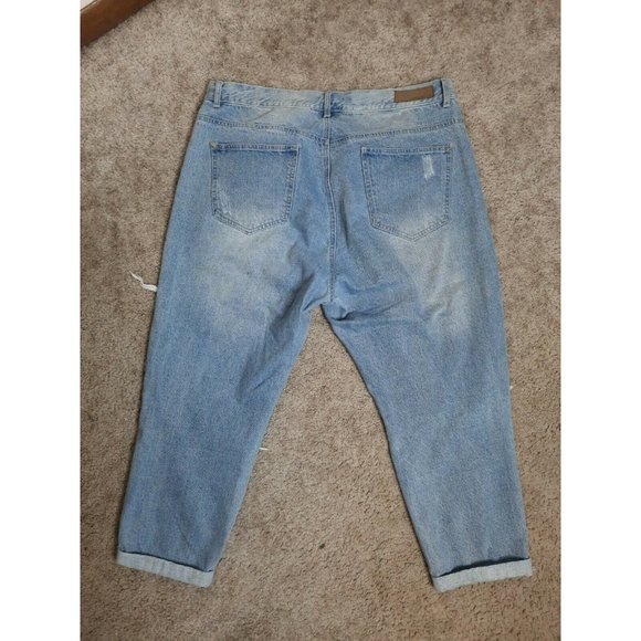Liquor N Poker Curve Denim Blue Crop Mom Jeans 18 - Picture 7 of 12